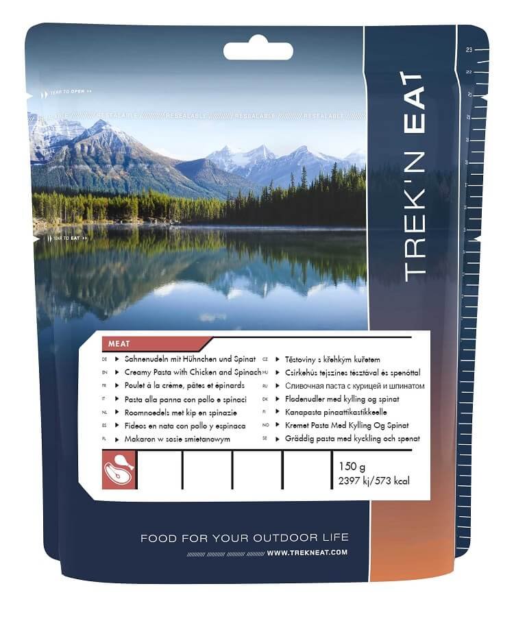 TREK'N EAT Sahnenudeln mit Hühnchen und Spinat - 150 g