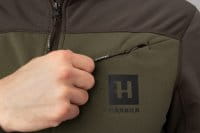 H&auml;rkila Olaf Fleecejacke Willow green/Shadow grey Fronttasche Detail