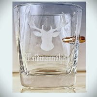 KolbergGlas Trinkglas mit Gescho&szlig; und Waidmannsheil Gravur