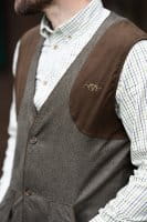 Blaser Vintage Wing Weste Herren Olive M&eacute;lange/Schwarz brust vorne