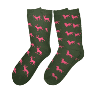 KRAWATTENDACKEL Socken-Set Hirsch + Dackel pink Set offen