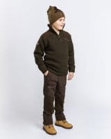 Pinewood Hurricane Strickpullover Troyer Kids D.Green Melange Detail 3