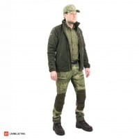 Pinewood Wildmark Membran Fleece Jacke mit Pinewood Namibia Hemd, Pinewood Caribou Camou TC Hose, Pinewood Prestwick G&uuml;rtel, Pinewood Kappe TC Camou und Meindl Ortler Schuhe, 