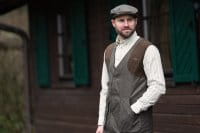 Blaser Vintage Wing Weste Herren Olive M&eacute;lange/Schwarz Outfit 