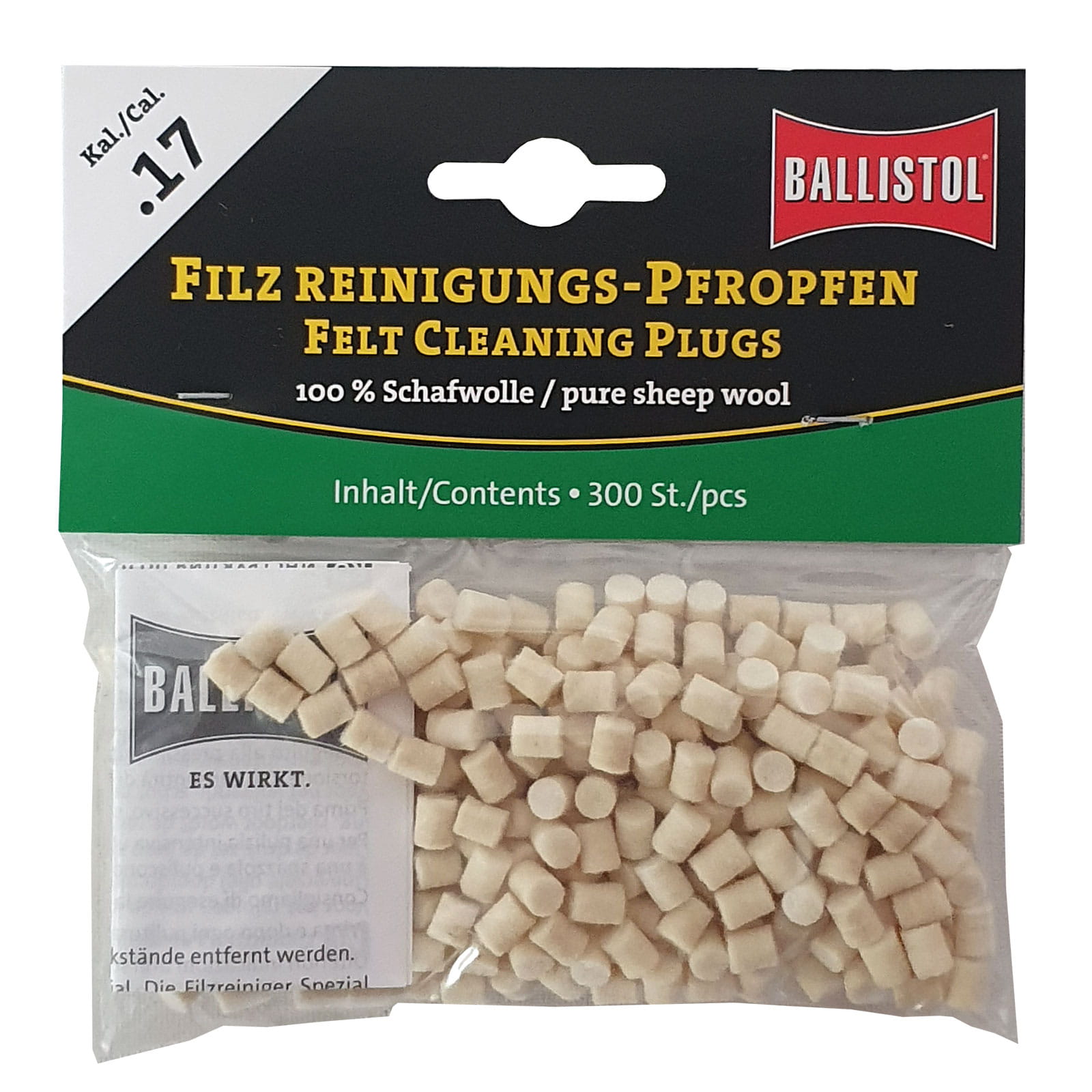 Ballistol Filz Reinigungs-Pfropfen Klassik Kal. .17 - 300 Stk
