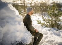 Pinewood Lappland Rough Sweater Mossgreen Melange Anwendung 1