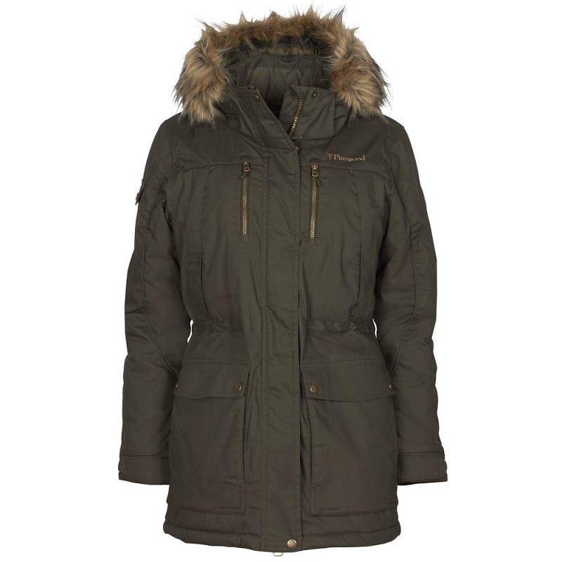 Parka Pinewood Wilda Pour Femme - Vert Mousse, Imperméable, Coupe-vent - Poches Spéciales Chien, Longueur Ajustable