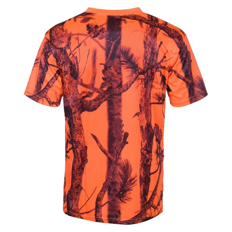 T-Shirt Chasse Enfant Percussion Ghostcamo Blaze & Black - 100% Polyester Respirant, Col Rond, Manches Courtes