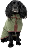 Ruff and Tumble Country Dog corduroy trim Mossgr&uuml;n Hundebademantel Single Hund