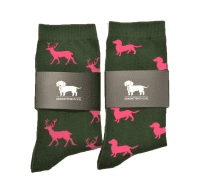 KRAWATTENDACKEL Socken-Set Hirsch + Dackel pink