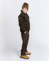 Pinewood Hurricane Strickpullover Troyer Kids D.Green Melange Detail 2