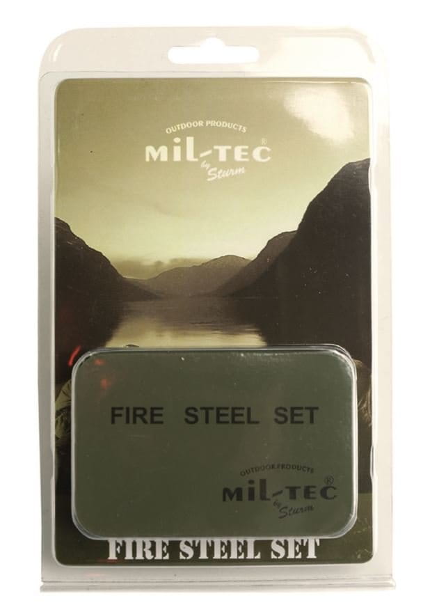 Mil-Tec Fire Steel Set mit Behälter