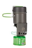 Optimus Clip-On Windschutz f&uuml;r Gas Kartuschen mit Kartusche und Topf 2