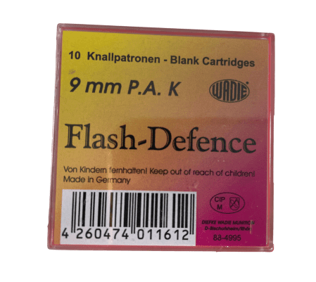 Wadie 9 mm P.A.K. Flash Defense Platzpatronen - 10 Stk. Wadie 9 mm P.A.K. Flash Defense Platzpatronen - 10 Stk.