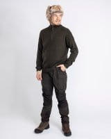 Pinewood V&auml;rnamo T Neck Sweater Strickpullover D.Green Melange Detail 3