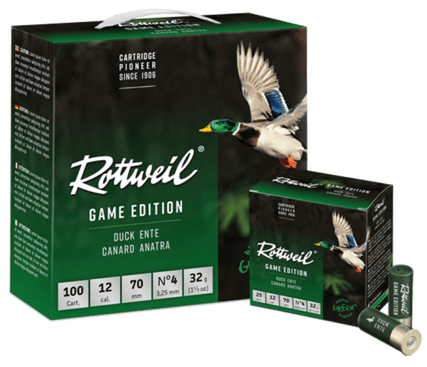 Rottweil Game Edition Ente 12/70 3,25 mm - 100 Stk. Rottweil Game Edition Ente 12/70 3,25 mm - 100 Stk.