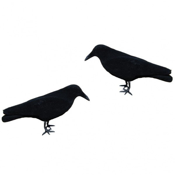 LivingActive Lockvogel Krähe Vollschale beflockt inkl. Erdspieß und Fuß 41cm
