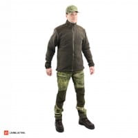 Pinewood 9495 Retriever Fleecejacke mit Pinewood Caribou Camou TC Hose, Pinewood Caribou Kappe und Meindl Ortler Trekkingschuhe