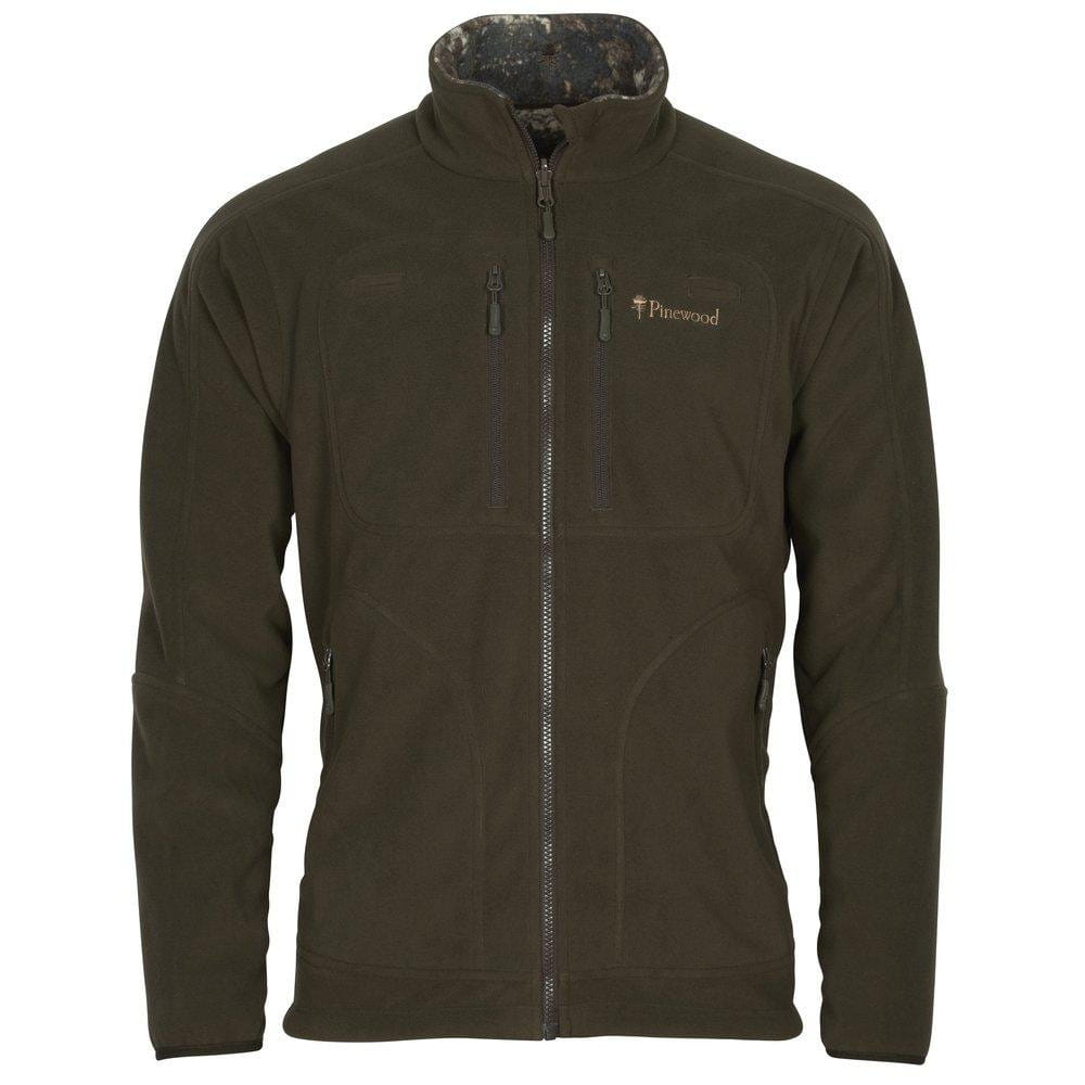 Pinewood Furudal, giacca in pile reversibile, da uomo, colore rosso segnaletico, verde oliva, da caccia, antivento, impermeabile e traspirante, verde, XXXL