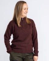 Pinewood V&auml;rnamo T Neck Sweater Strickpullover Damen Earth Plum Melange Detail 1