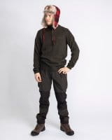 Pinewood V&auml;rnamo T Neck Sweater Strickpullover D.Green Melange Detail 2