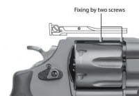Hausse micrométrique et guidon fibre optique LPA S&W M586 noir montage