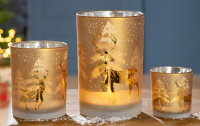Gilde Glas Windlicht Hirsch Wald