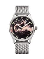 Swiss Timer Trapper Hirsch H3 Uhr Edelstahl