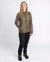 Pinewood Finnveden Hybrid Power Fleece Jacke Damen Oliv Detail 4
