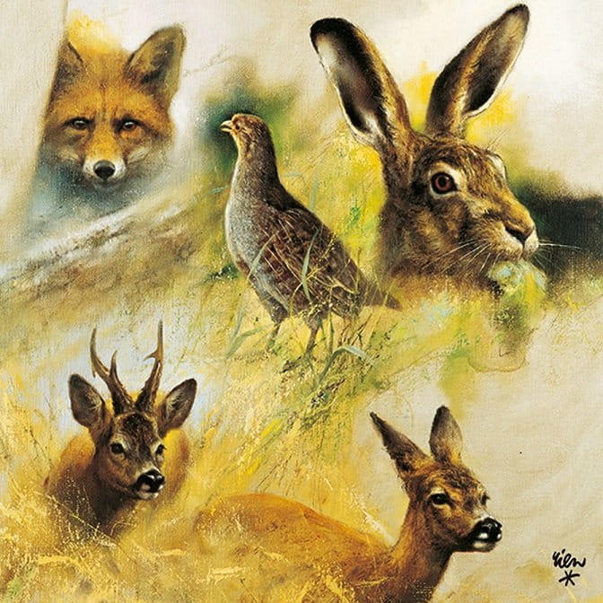 AKAH Servietten Tierskizzen Niederwild