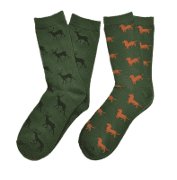 KRAWATTENDACKEL Socken-Set Hirsch schwarz + Dackel braun Set offen