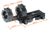 UTG Integral 1" Offset QD Blockmontage, 2 Top Slots, 100 mm Base Technik