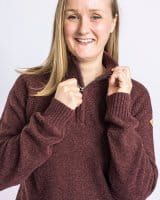 Pinewood V&auml;rnamo T Neck Sweater Strickpullover Damen Earth Plum Melange Detail 2