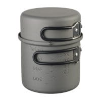 Esbit Aluminium Topfset zusammen mit eingeklapptem Griff